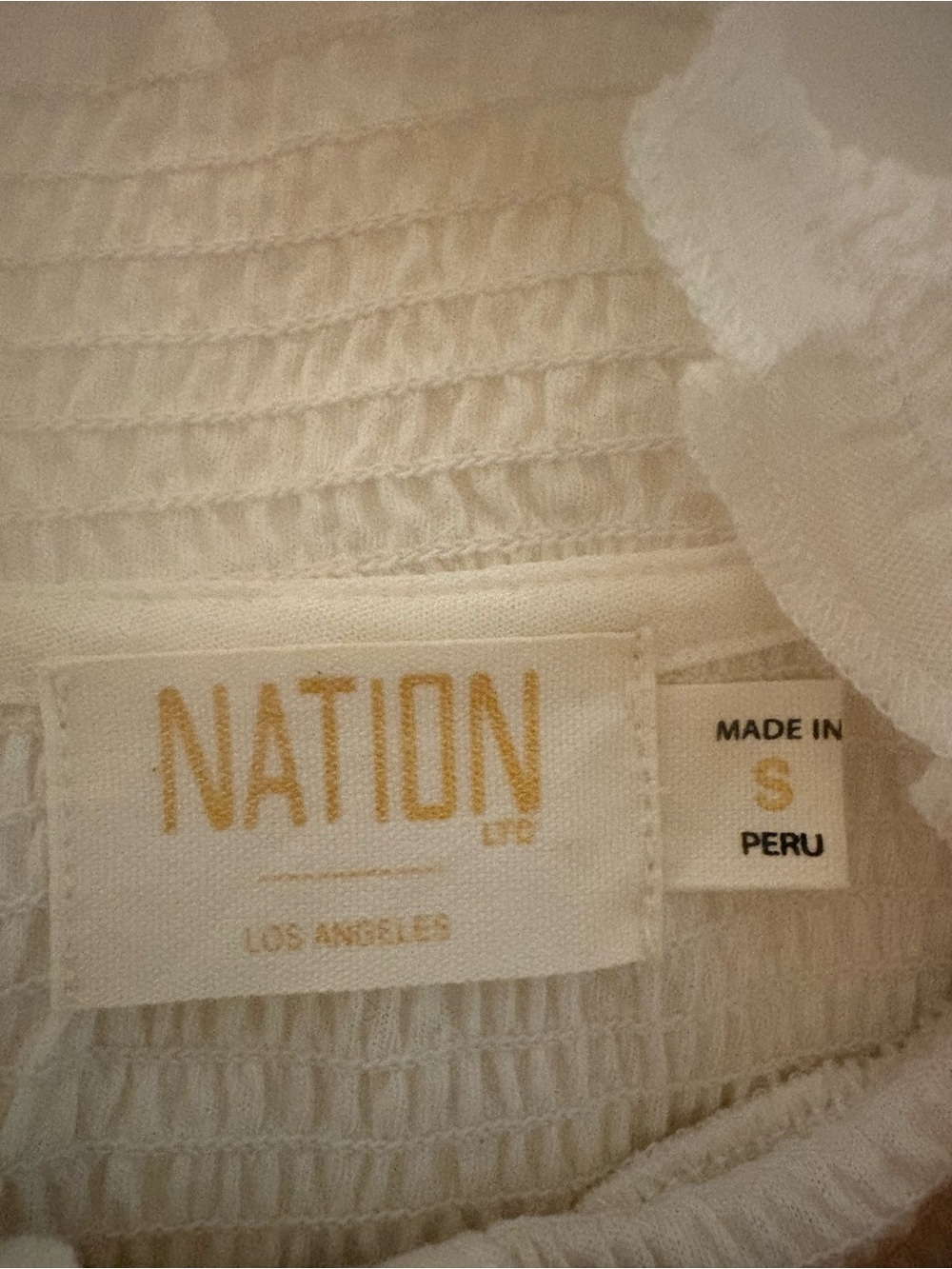 Nation White Ruffle Neck Button-Front Top - Picture 2 of 2